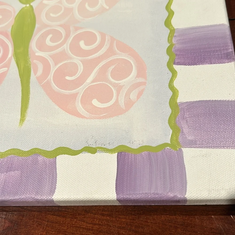 Doodlebuggs Stretch Butterfly Canvas Painted Pink Green Purple Kids Room 11x14